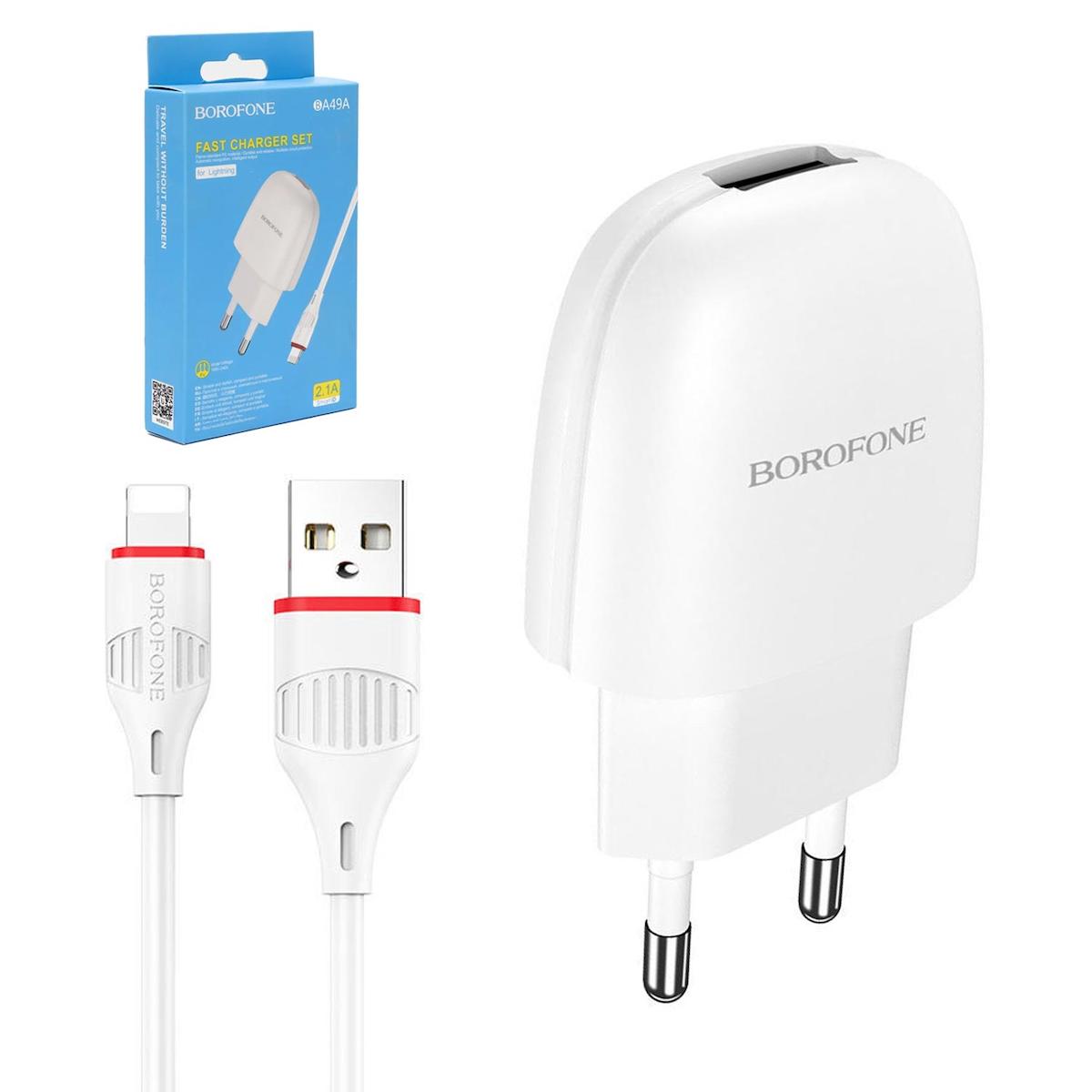 Borofone BA-49A iPhone Lightning Kablolu 2.1 Amper Hızlı Şarj Aleti Beyaz