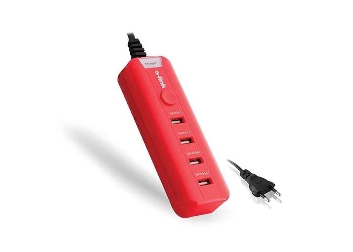 S-Link Sl M4 Universal USB Kablolu Hızlı Şarj Aleti Kırmızı