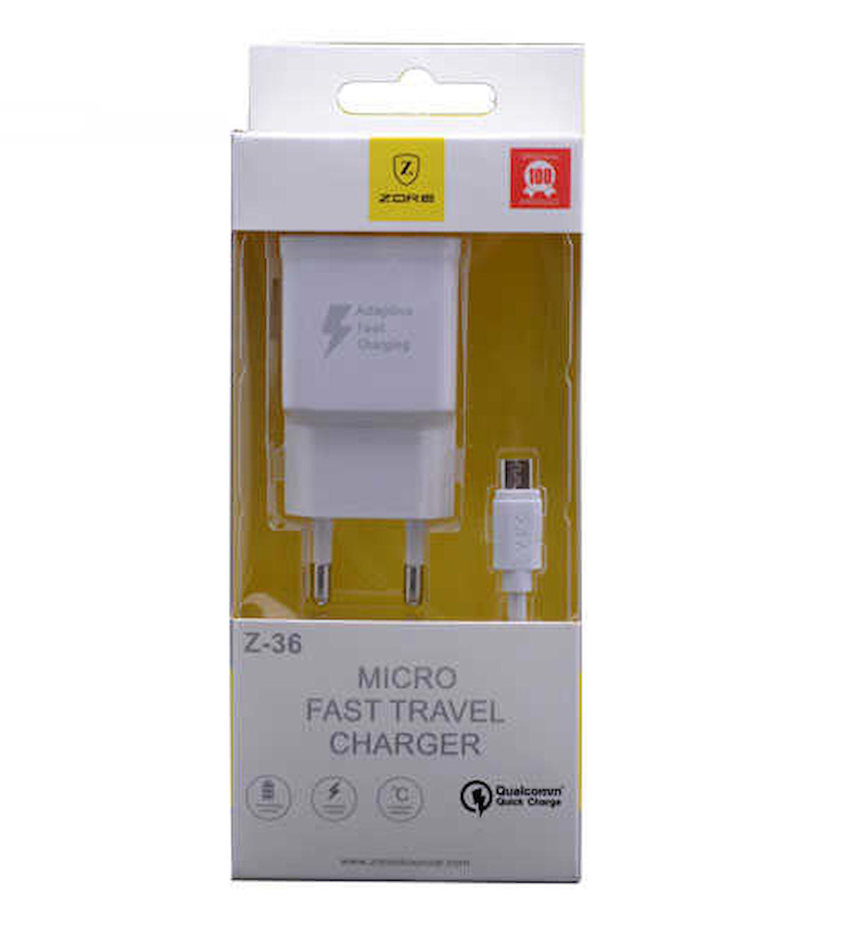 Zore Z-36 Universal Micro USB Kablolu Hızlı Şarj Aleti Beyaz