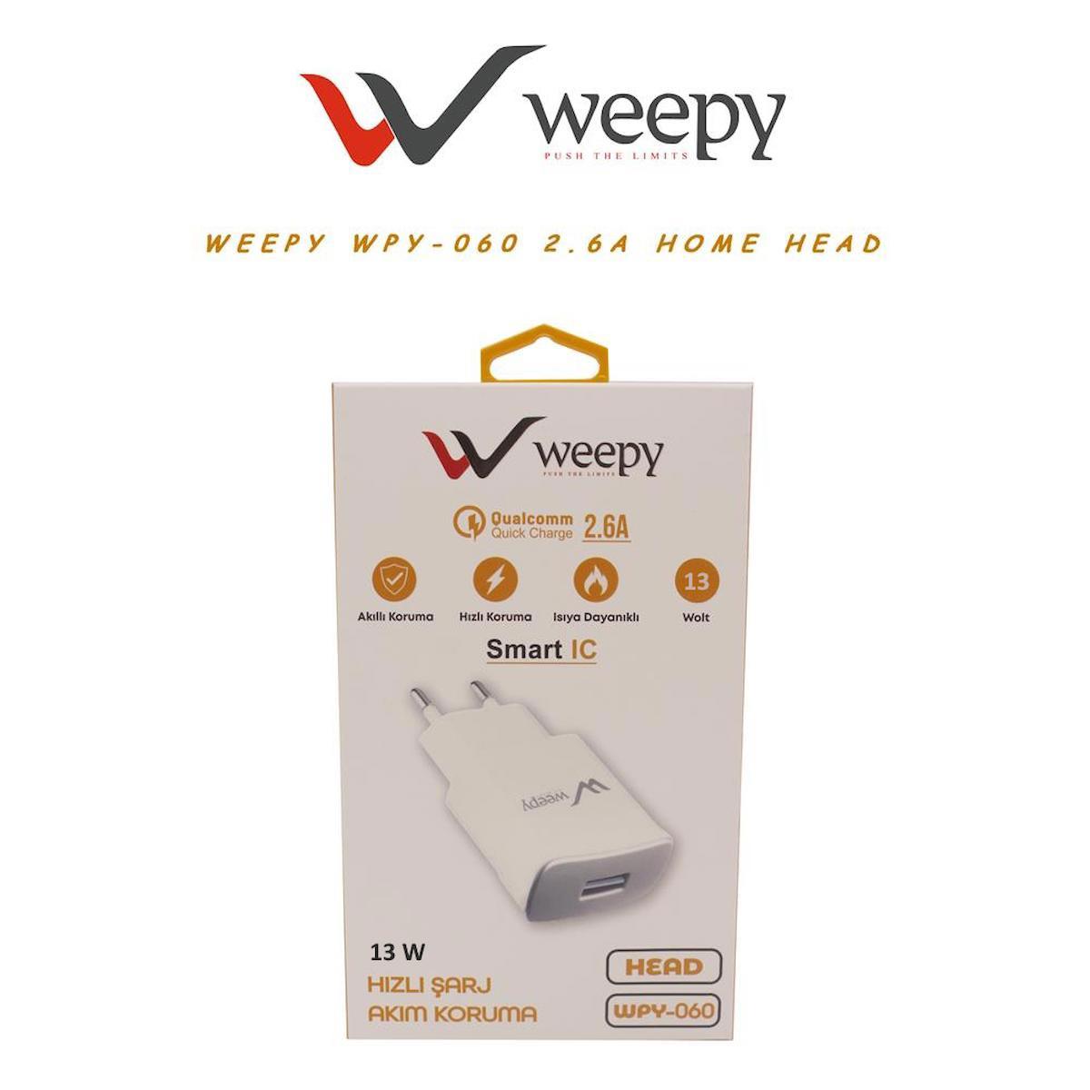 Weepy Wpy-060 Universal Kablolu Hızlı Şarj Aleti Beyaz