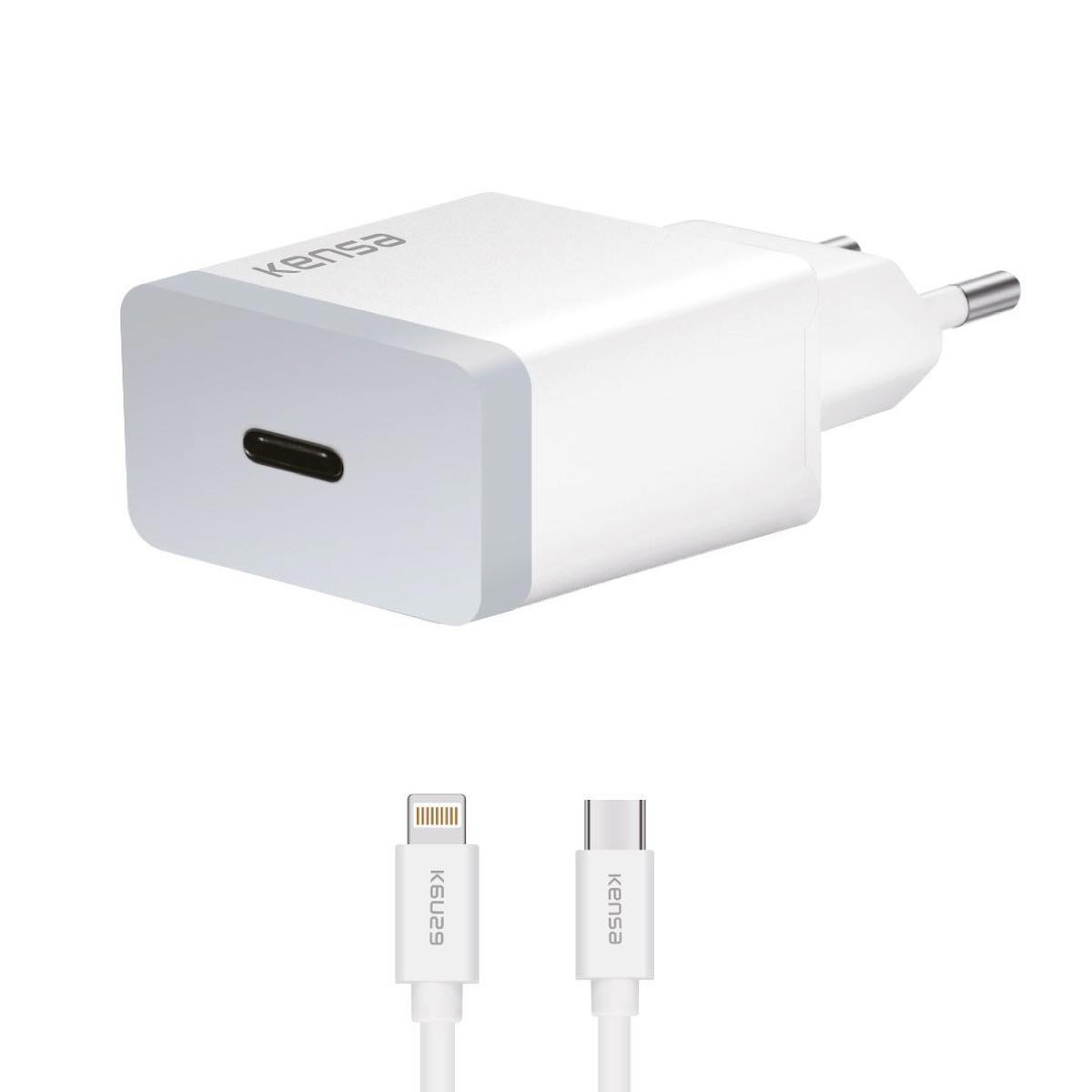 Kensa iPhone Lightning Kablolu 20 W Hızlı Şarj Aleti Beyaz