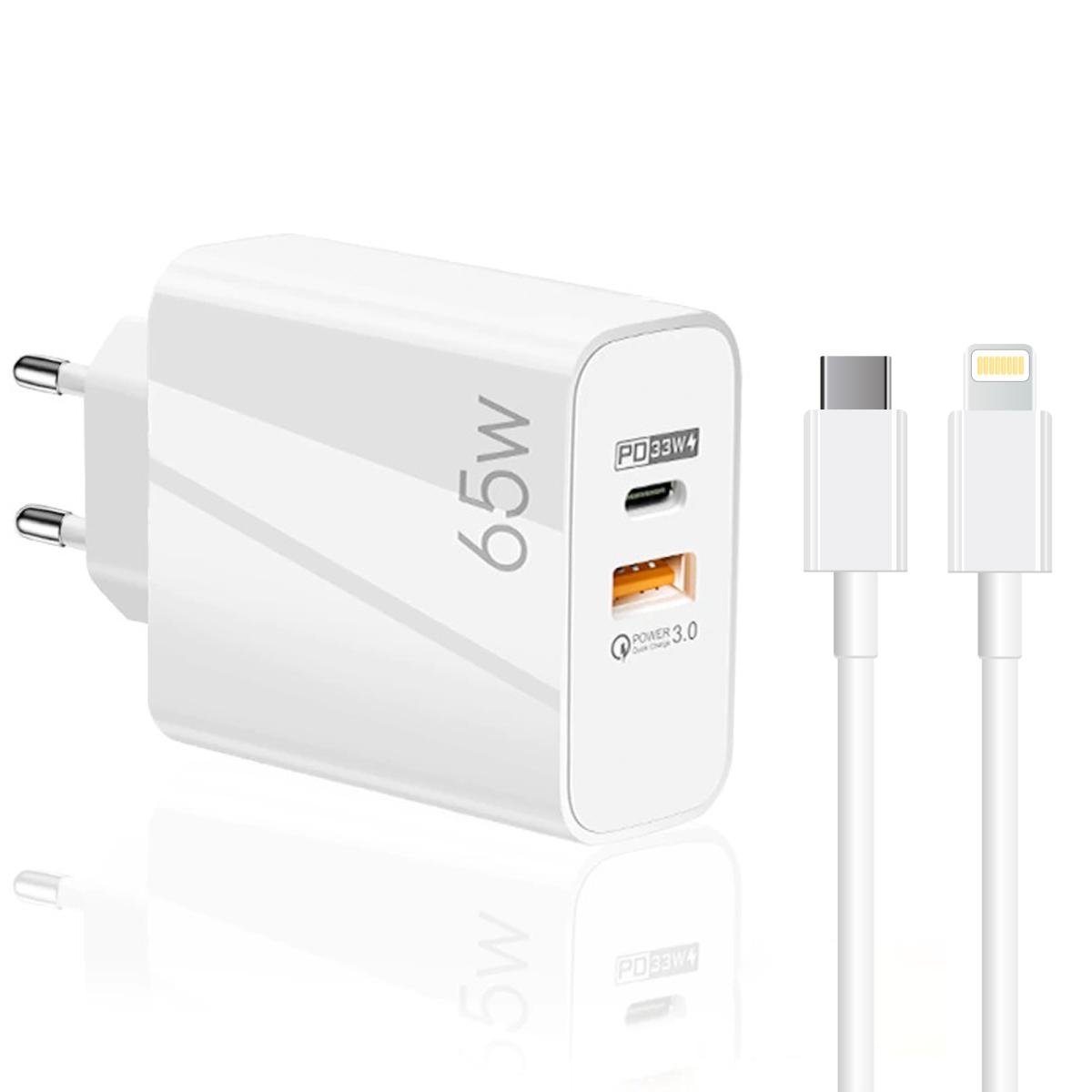 Winex iPhone Lightning - Type-C Kablolu 65 W Hızlı Şarj Aleti Beyaz