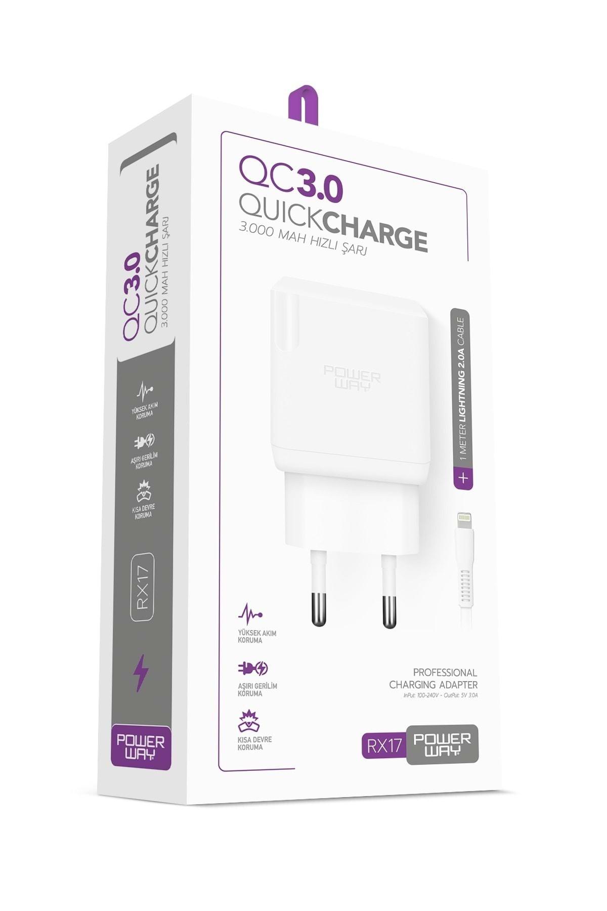 Powerway RX17 Universal Kablolu 3 Amper Hızlı Şarj Aleti Beyaz