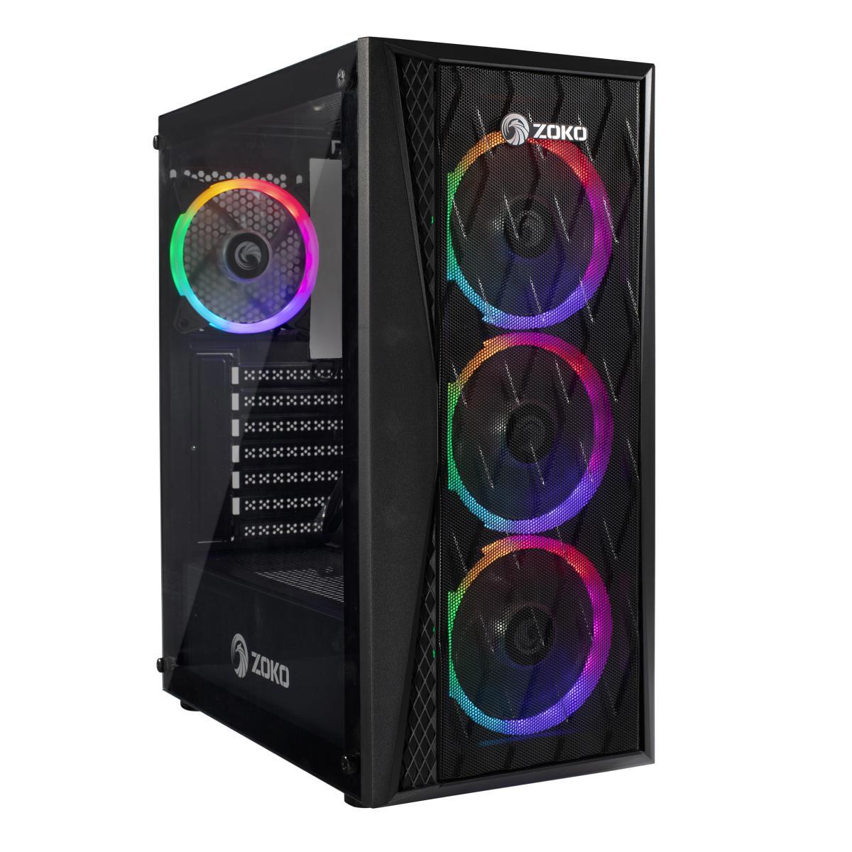 Zoko Melody RGB 4 Fanlı Siyah Dikey Kullanım ATX Oyuncu Bilgisayar Kasası