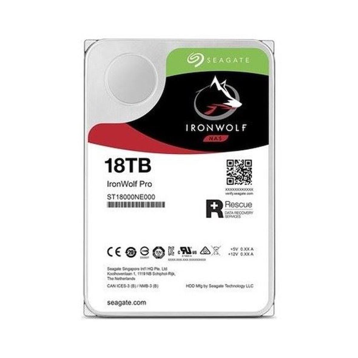 Seagate Ironwolf Pro New ST18000NT001 18 TB 3.5 inç 7200 RPM 256 MB SATA 3.0 Nas Harddisk