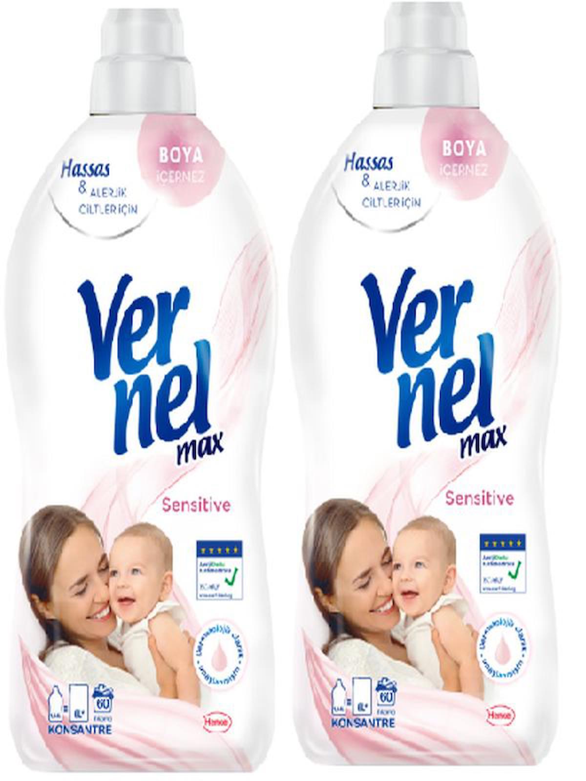 Vernel Max Sensitive Konsantre 60 Yıkama Yumuşatıcı 2 x 1.44 lt