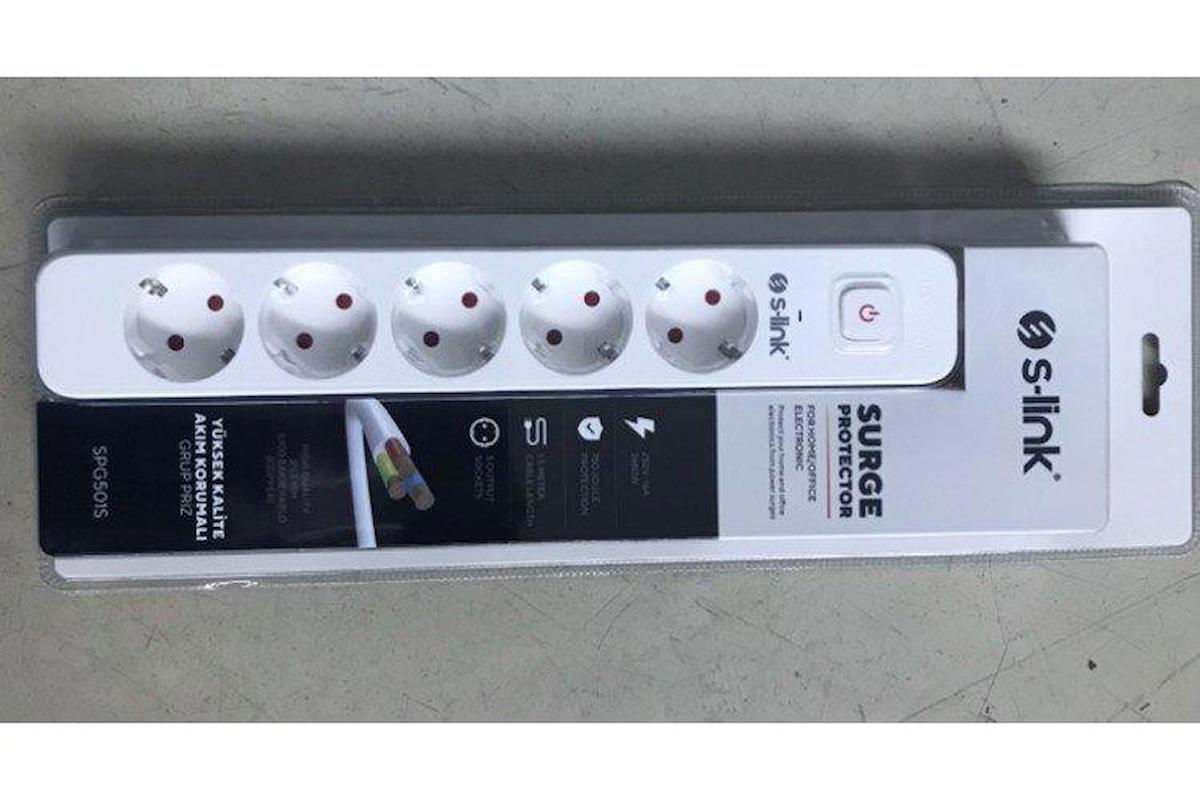 S-Link Spg501S 5'li Soket 1.5 metre Kablolu Beşli 750 J Akım Korumalı Priz