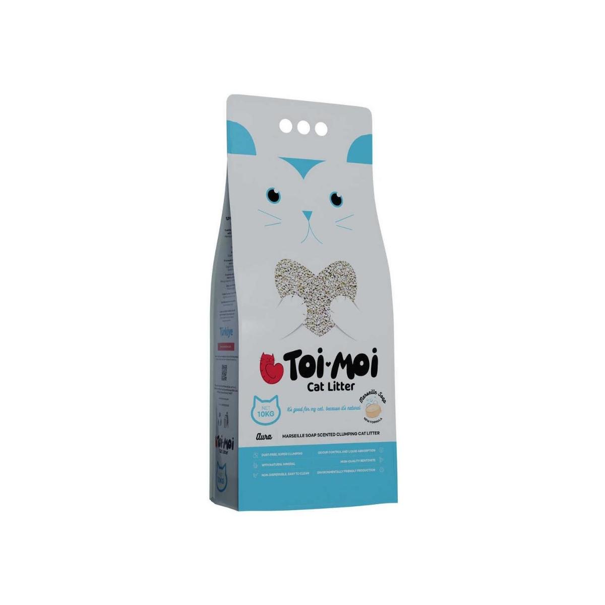 Toi Moi Marsilya Sabunu Kokulu Topaklanan İnce Taneli Sodyum Bentonit Kedi Kumu 10 kg