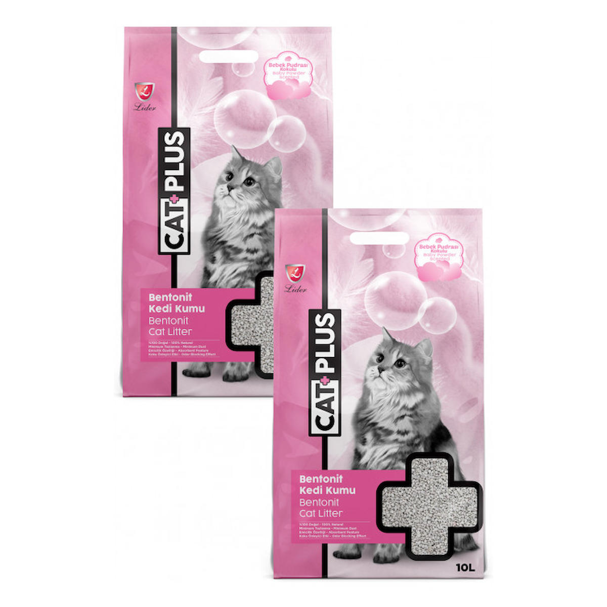 Catplus Bebek Pudralı Topaklanan İnce Taneli Bentonit Kedi Kumu 2 x 10 lt
