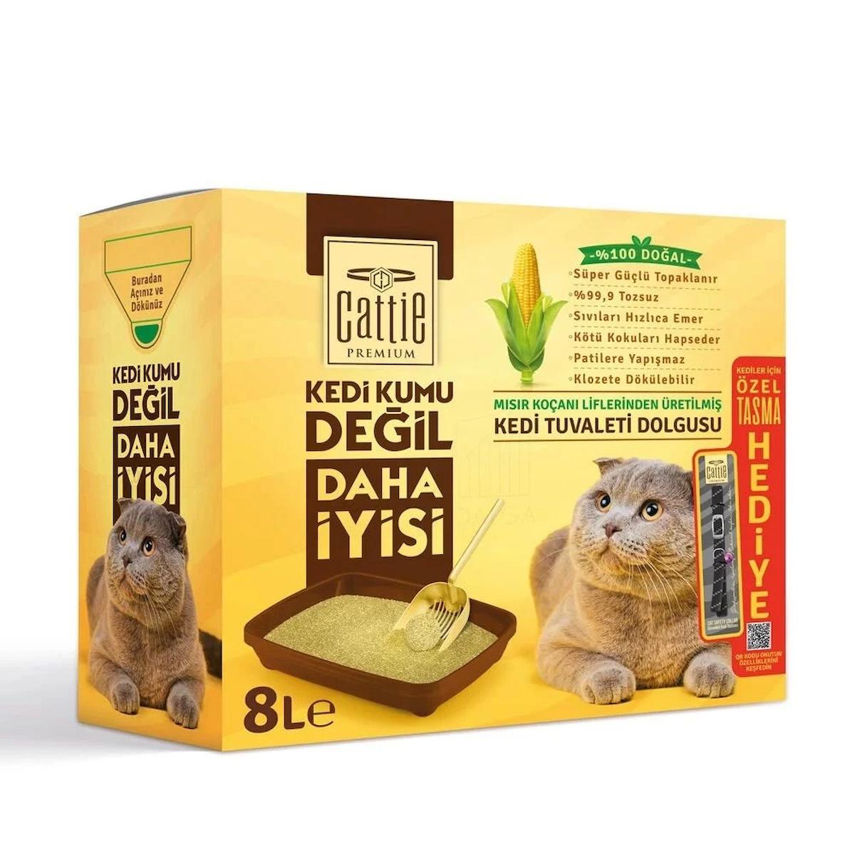 Cattie Bitki Özleri Topaklanan İnce Taneli Mısır Koçanı Lif Kedi Kumu 8 lt