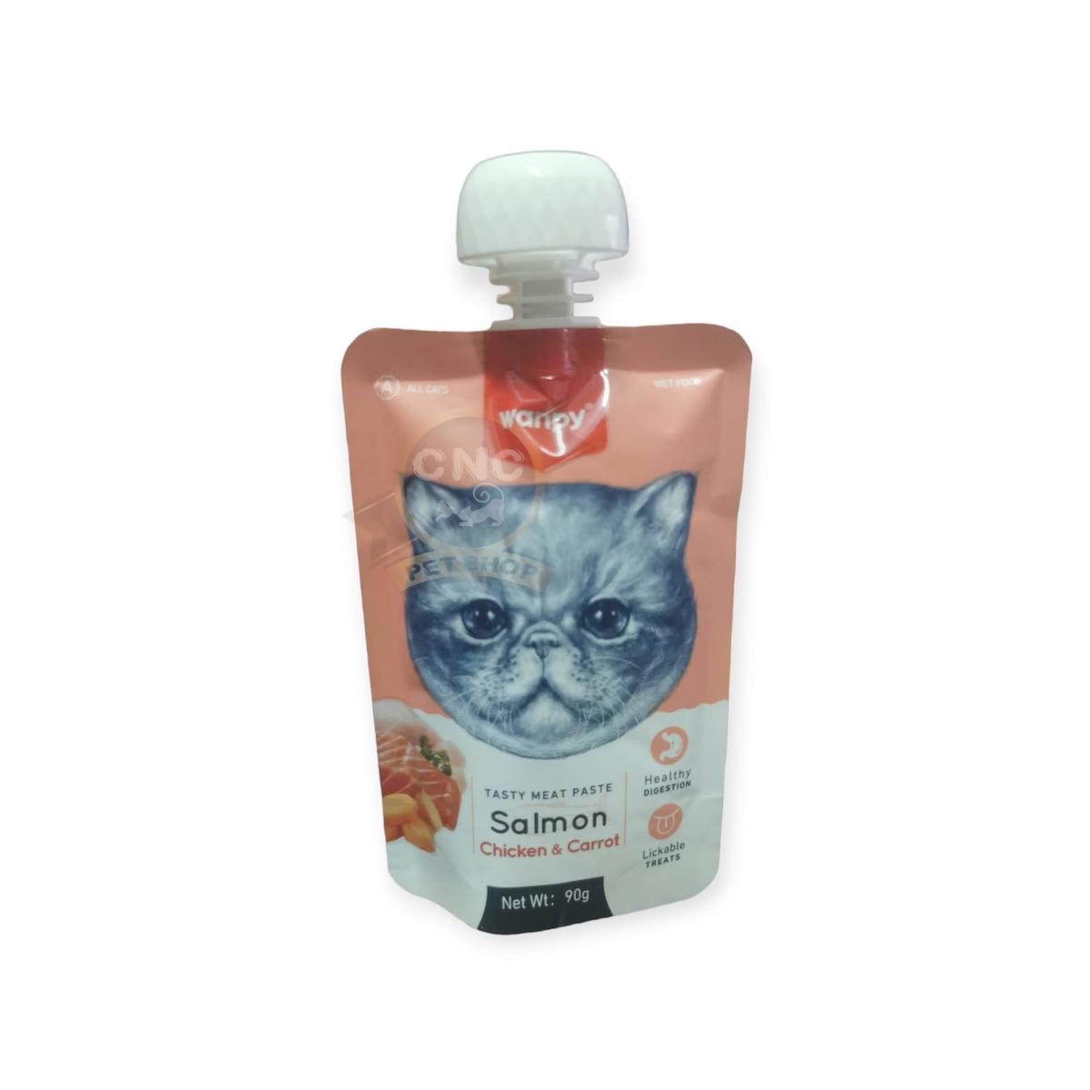 Wanpy Healthy Digestion Somonlu ve Tavuklu Ezme Yetişkin Yaş Kedi Maması 90 gr