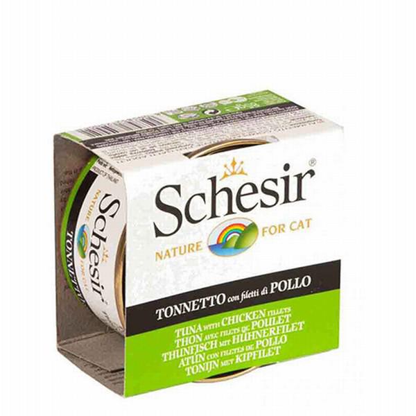 Schesir Nature Ton Balıklı ve Tavuk Yetişkin Yaş Kedi Maması 6x85 gr