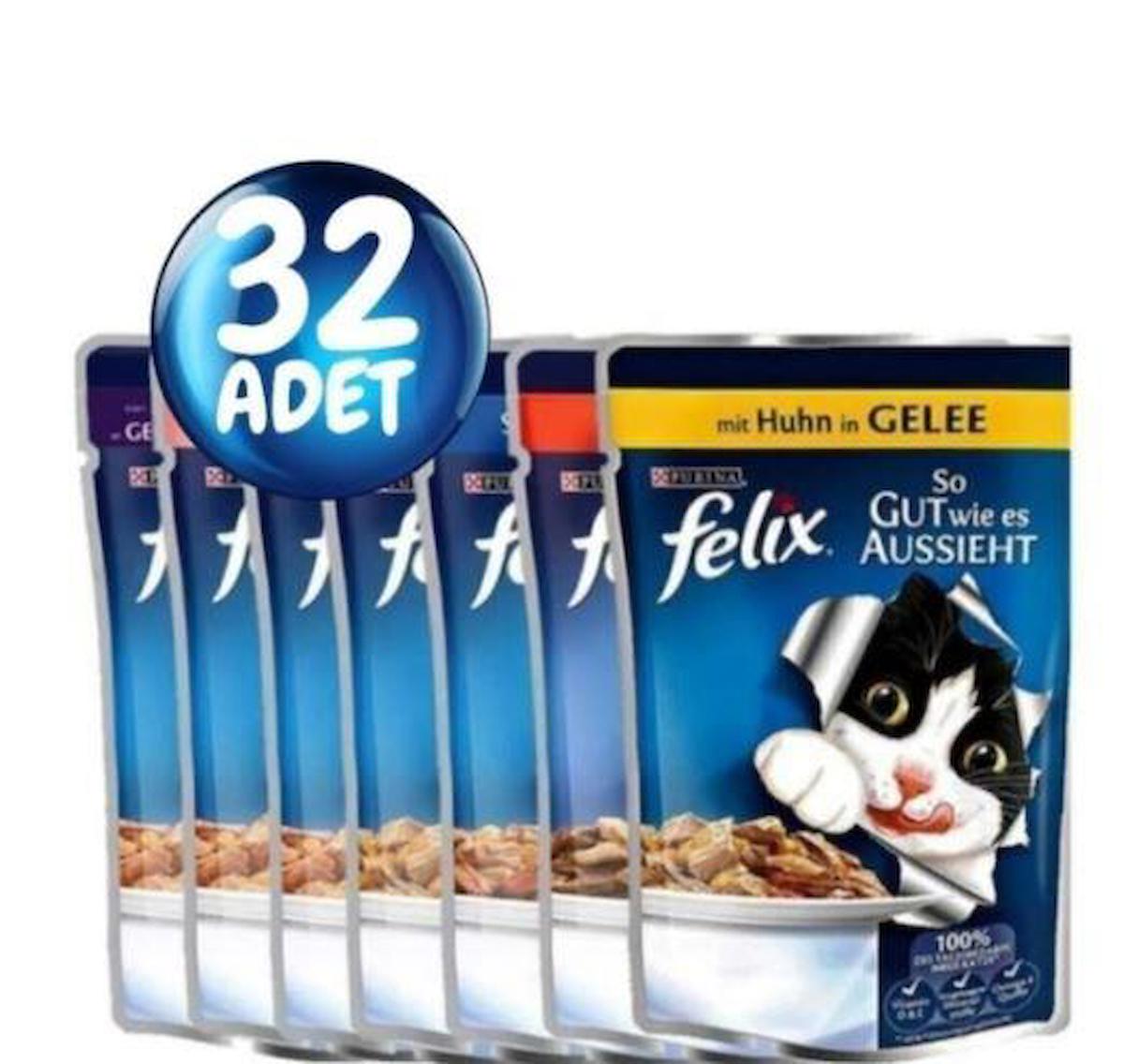 Felix So Gut Wie Es Aussieht Karışık Yetişkin Yaş Kedi Maması 32x85 gr
