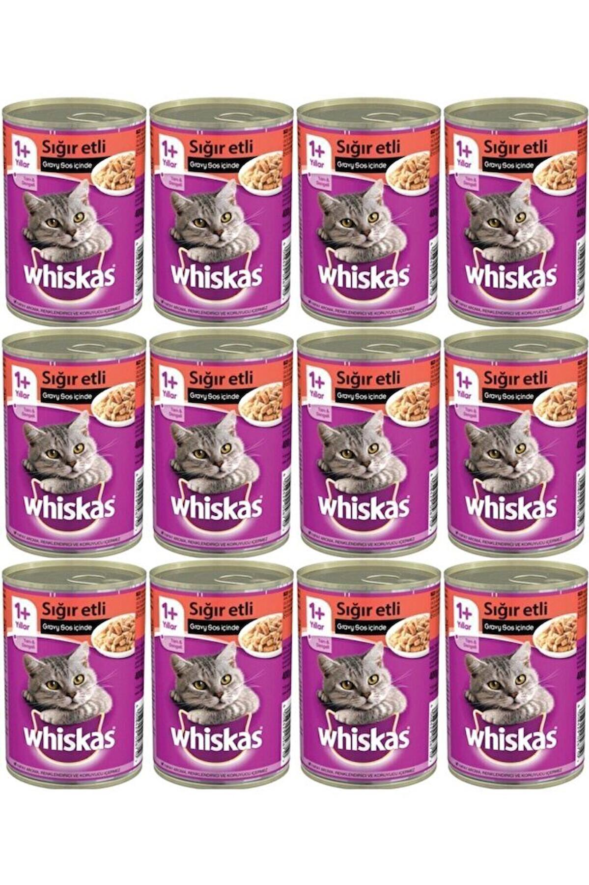Whiskas Tam ve Dengeli Sığır Etli Yetişkin Yaş Kedi Maması 12x400 gr