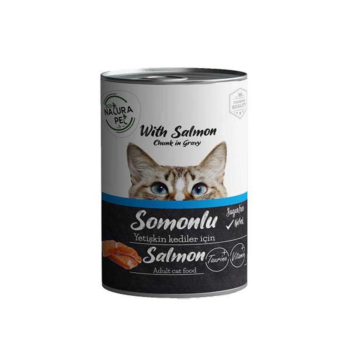 Natura Pet Premium Quality Somonlu Yetişkin Yaş Kedi Maması 400 gr