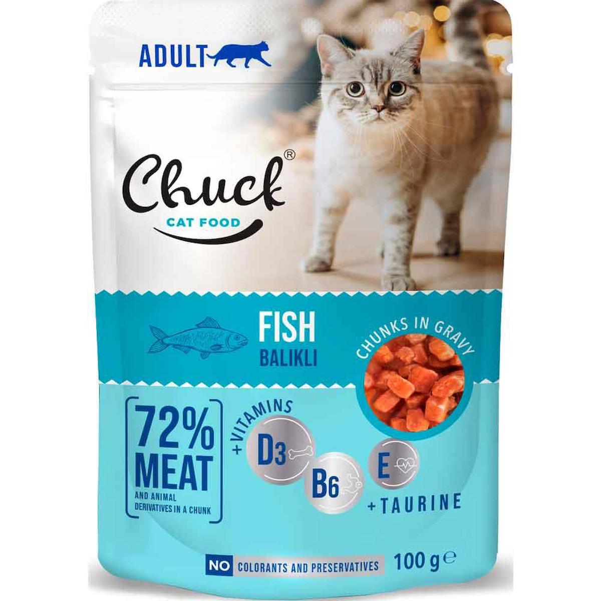 Chuck Chunks In Gravy Balıklı Yetişkin Yaş Kedi Maması 100 gr