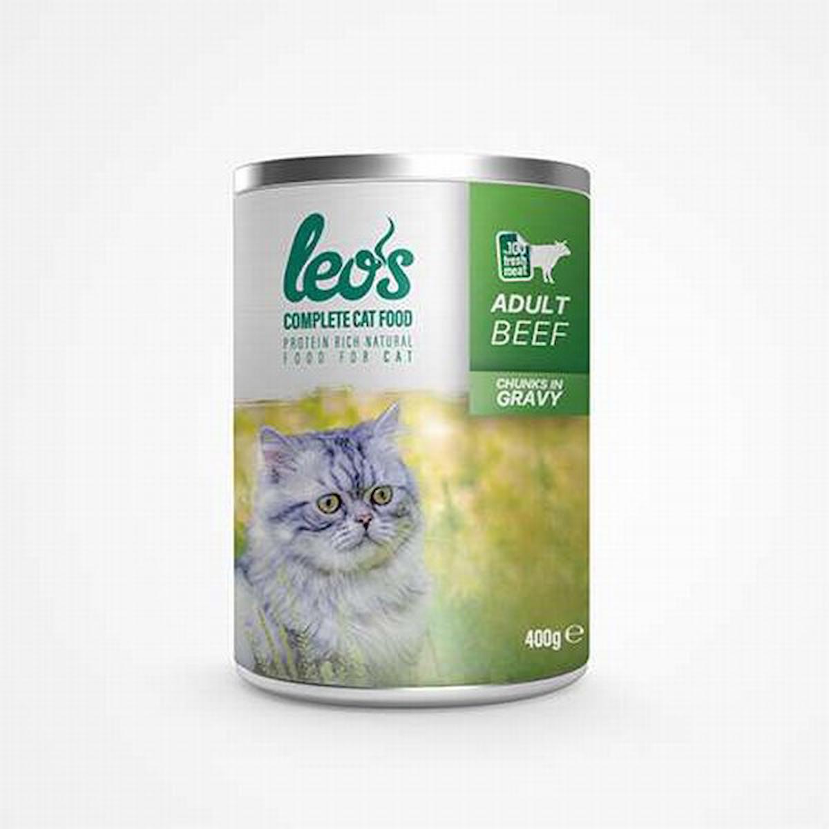 Leo's Chunks & Gravy Sığır Etli Parça Etli Soslu Yetişkin Yaş Kedi Maması 400 gr