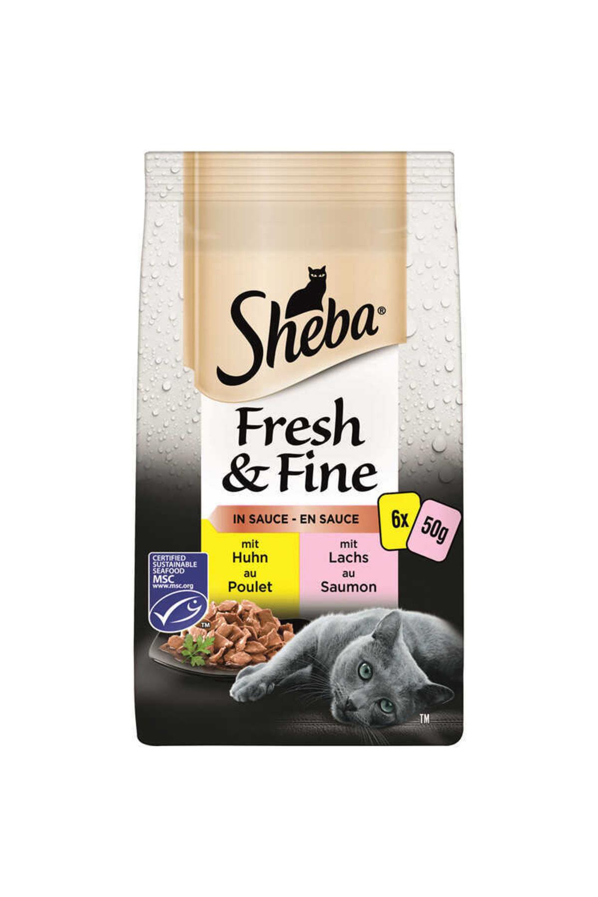 Sheba Fresh & Fine Somonlu ve Tavuklu Yetişkin Yaş Kedi Maması 6x50 gr
