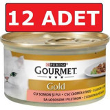 Purina Gold Somonlu ve Tavuklu Parça Etli Yetişkin Yaş Kedi Maması 12x85 gr