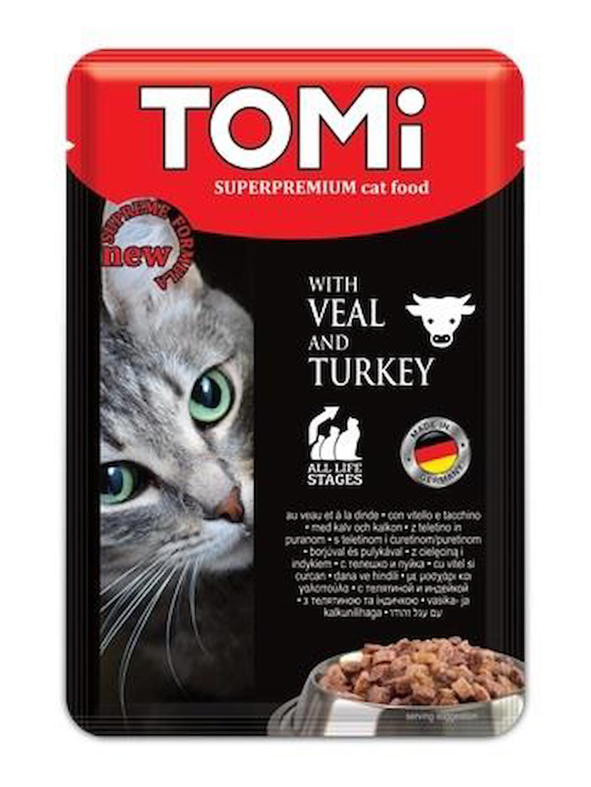 Tomi Superpremium Dana Etli ve Hindi Etli Yetişkin Yaş Kedi Maması 100 gr