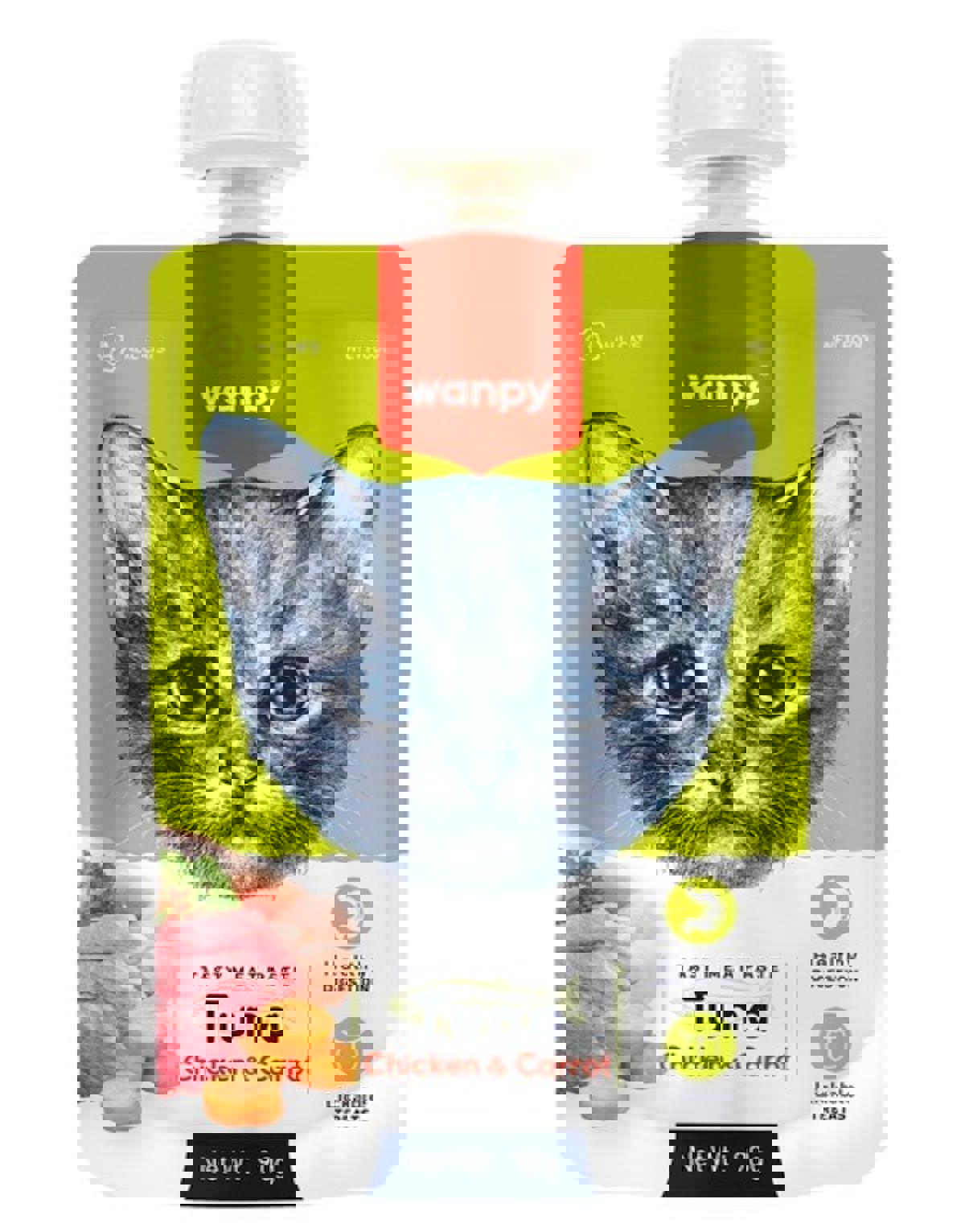 Wanpy Healthy Digestion Balıklı ve Tavuklu Ezme Yetişkin Yaş Kedi Maması 90 gr