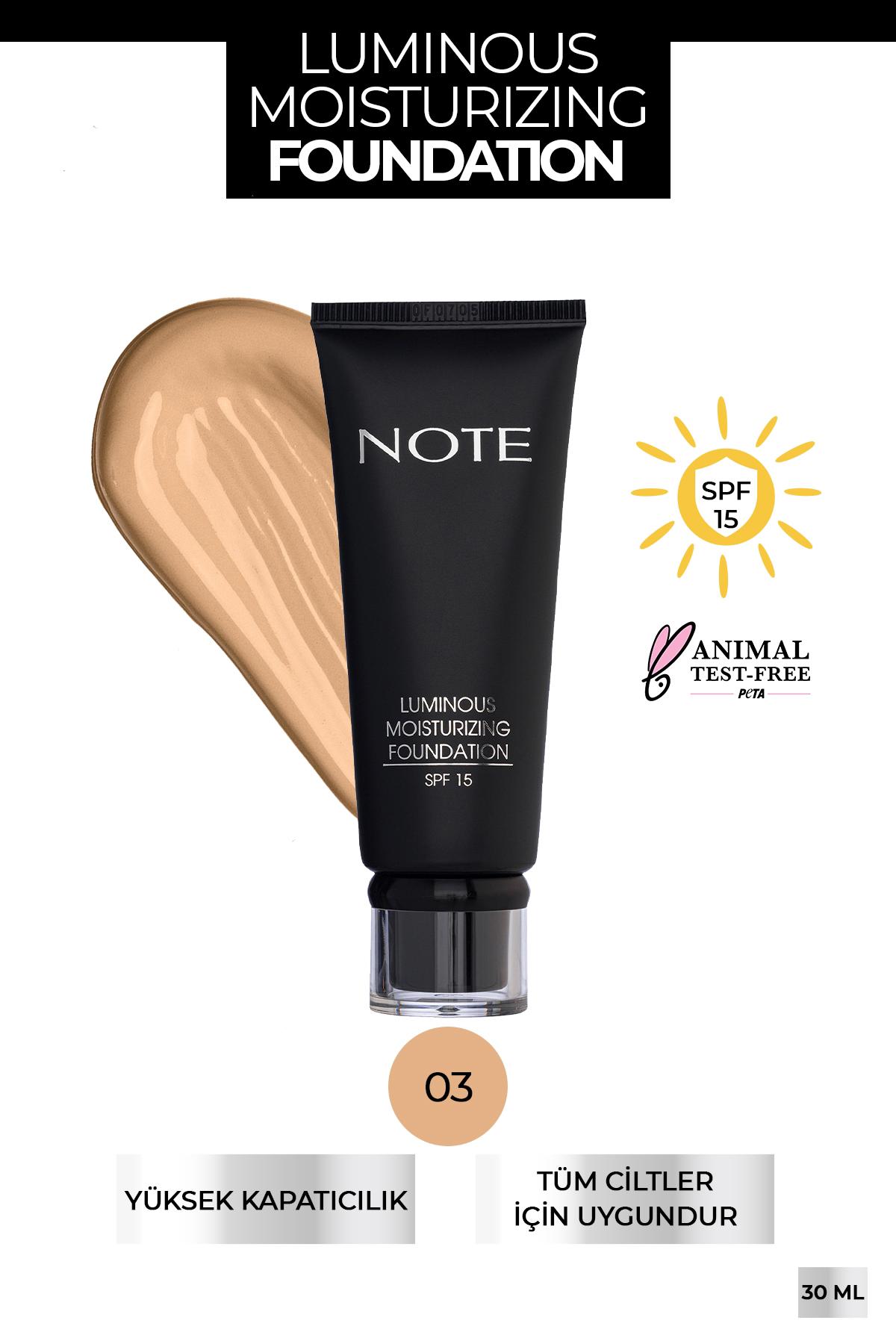 Note Luminous Moisturizing 03 Medıum Beige Güneş Koruyuculu Krem Tüp Fondöten 35 ml