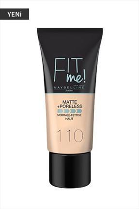 Maybelline New York Fit Me Matte + Poreless 110 Porcelain Likit Tüp Fondöten 30 ml
