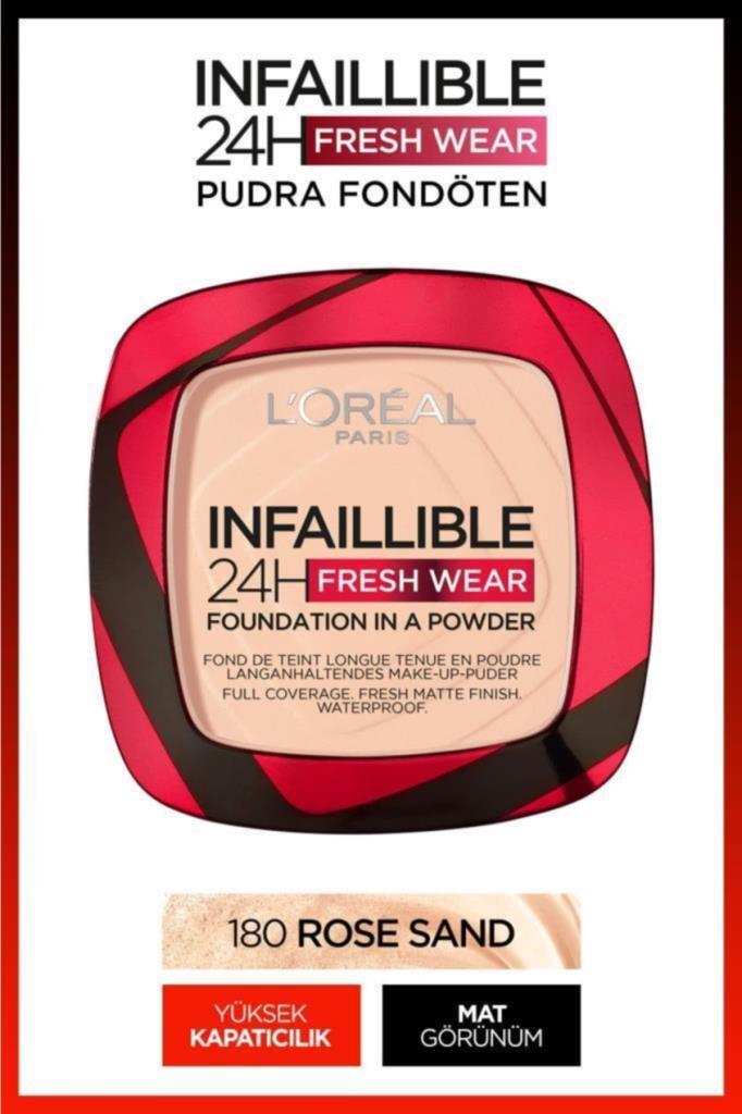 L'Oréal Paris Infaillible 24h Fresh Wear 180 Rose Sand Pudra Kompakt Fondöten 9 gr