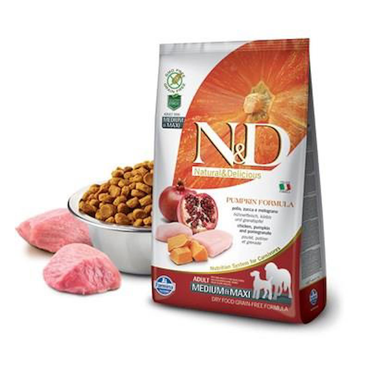 N&D Pumpkin Narlı ve Tavuklu Büyük ve Orta Irk Yetişkin Kuru Köpek Maması 12 kg