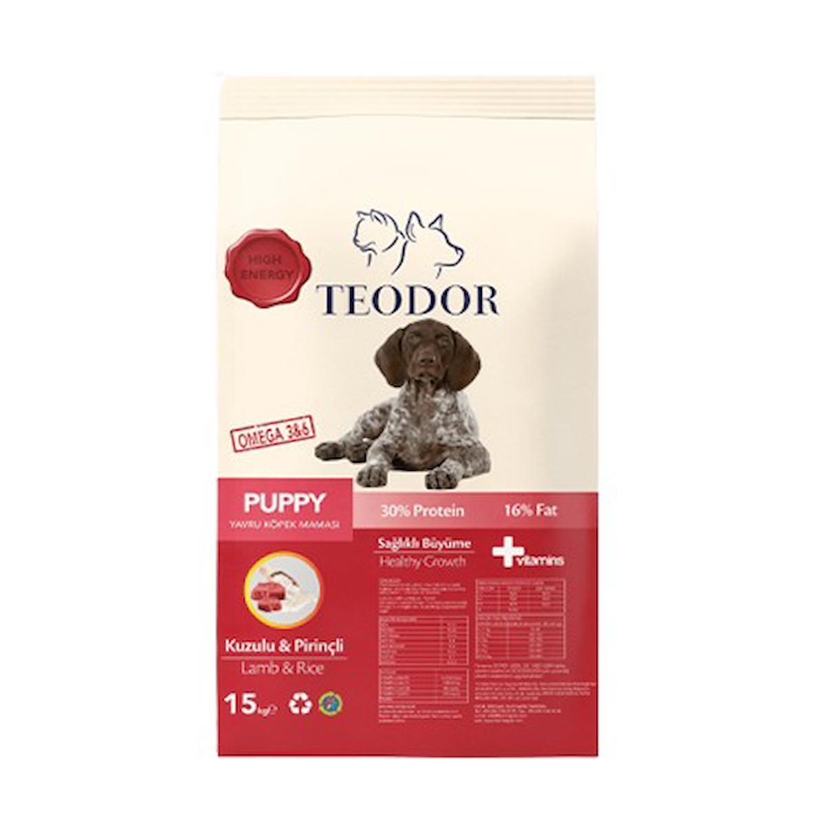 Teodor Sağlıklı Büyüme Kuzu Etli ve Pirinçli Büyük Irk Yavru Kuru Köpek Maması 15 kg