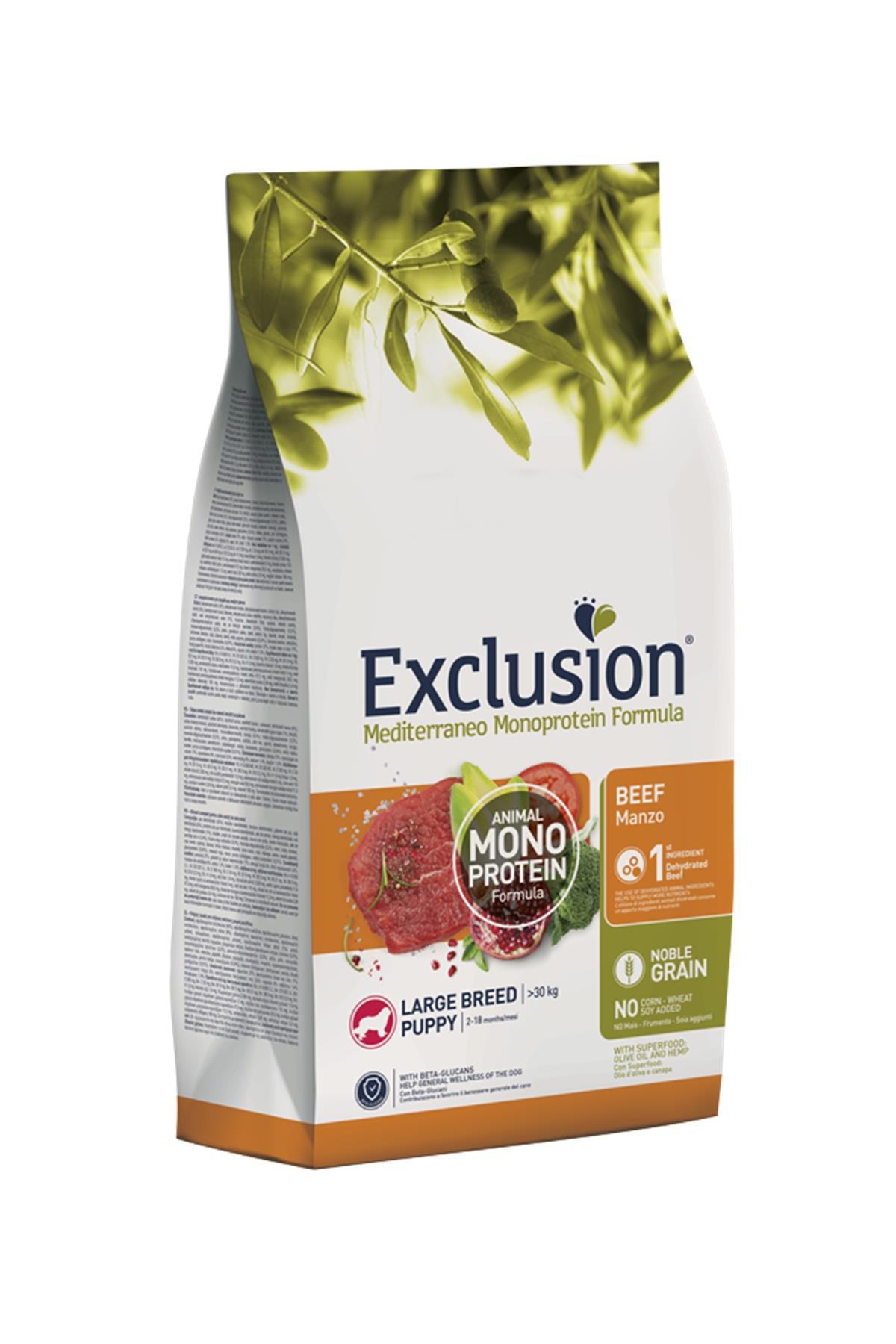 Exclusion Monoprotein Narlı ve Sığır Etli Büyük Irk Yavru Kuru Köpek Maması 12 kg