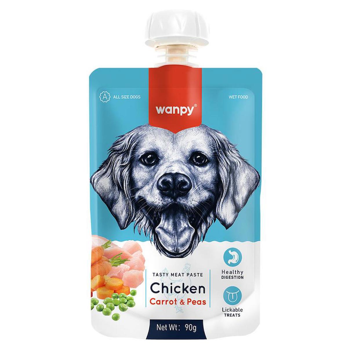 Wanpy Tasty Meat Paste Havuçlu ve Tavuklu Tüm Irklar Yetişkin Kuru Köpek Maması 90 gr