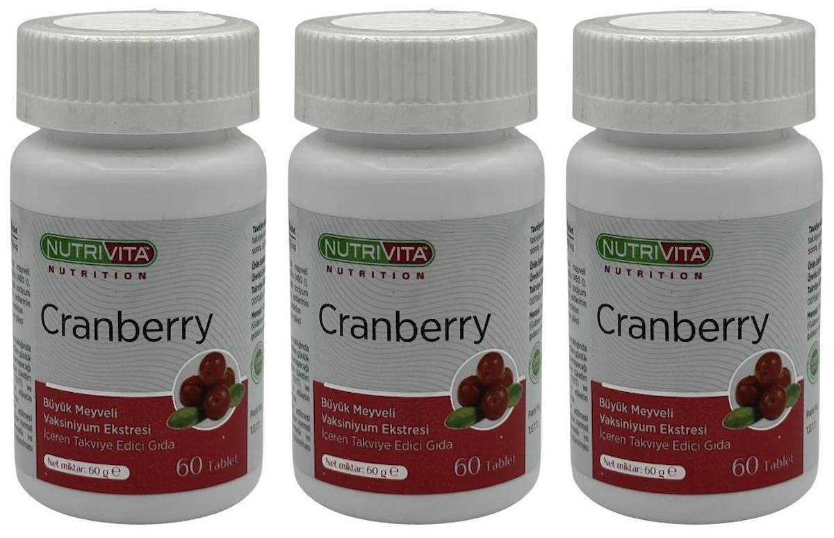Nutrivita Nutrition Cranberry Aromasız Unisex Vitamin 3x60 Tablet