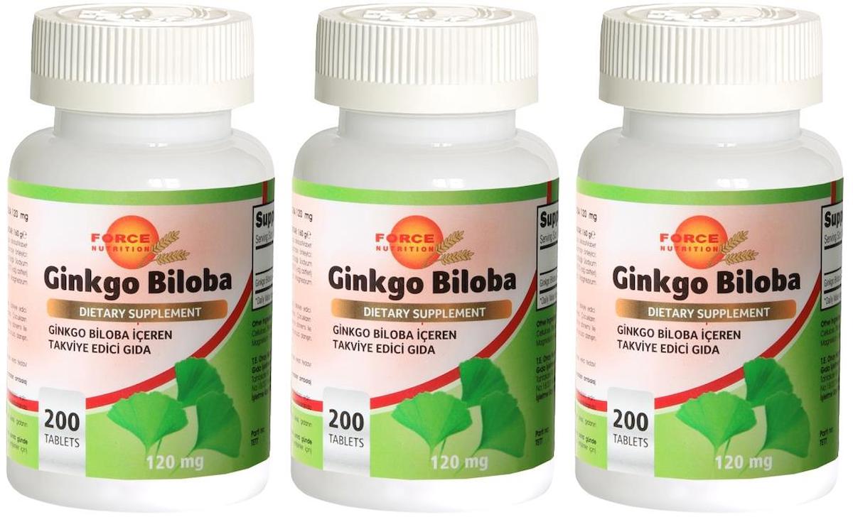 Force Nutrition Ginkgo Biloba Aromasız Unisex Vitamin 3x200 Tablet