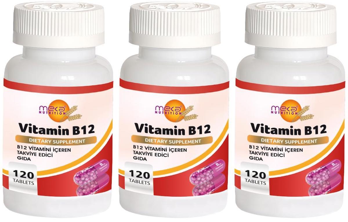 Meka Nutrition B12 Aromasız Unisex Vitamin 3x120 Tablet