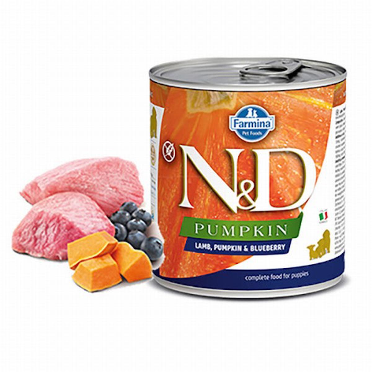N&D Pumpkin Bal Kabaklı Kuzu Etli ve Yaban Mersinli Yavru Yaş Köpek Maması 285 gr 6'lı