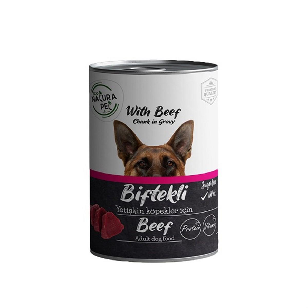 Natura Pet Biftekli Yetişkin Yaş Köpek Maması 400 gr Tekli