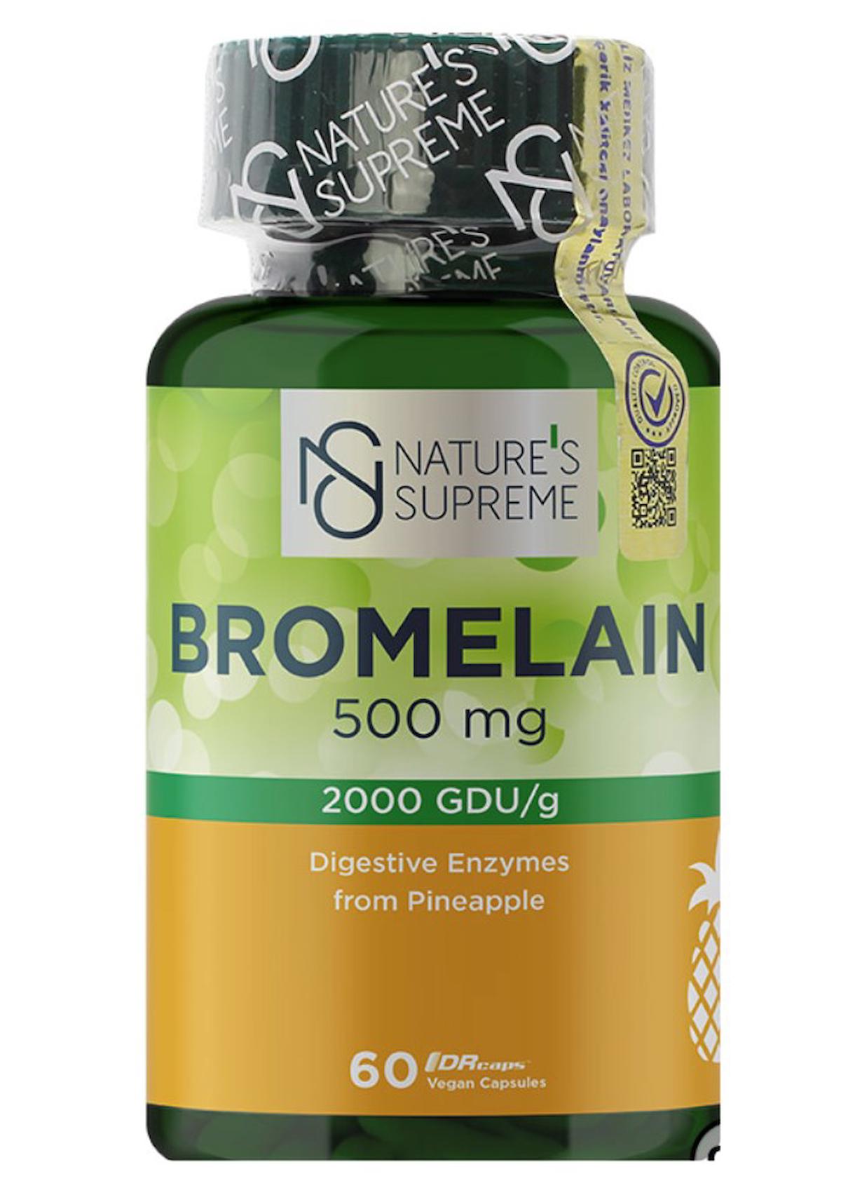 Nature'S Supreme Bromelain Aromasız Yetişkin Bitkisel Besin Desteği 60 Kapsül