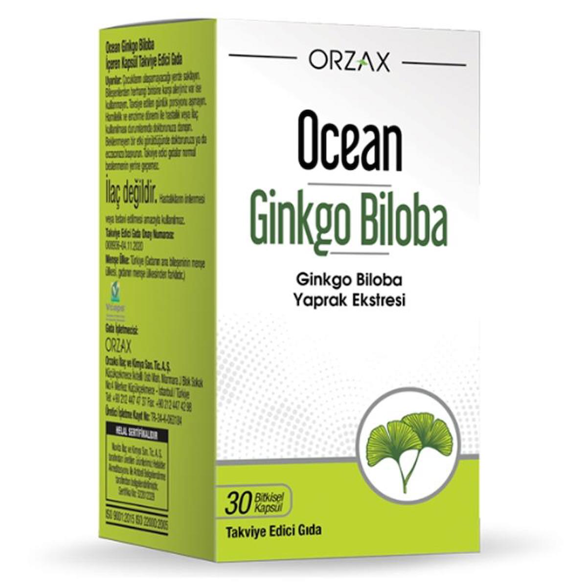 Ocean Ginkgo Sade Yetişkin Bitkisel Besin Desteği 30 Tablet