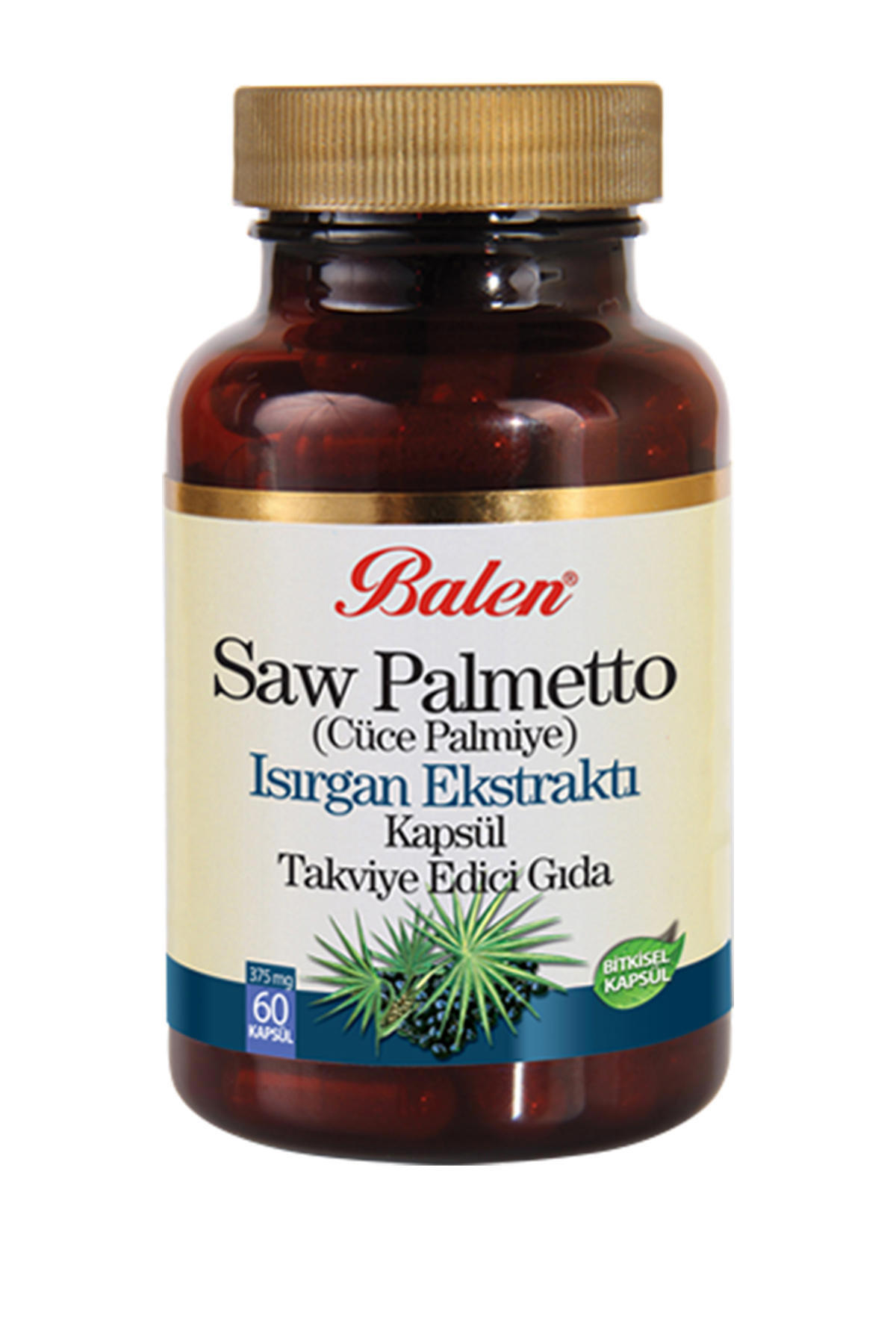 Balen Saw Palmetto Cüce Palmiye Isırgan Ekstraktı Aromalı Yetişkin Bitkisel Besin Desteği 60 Kapsül