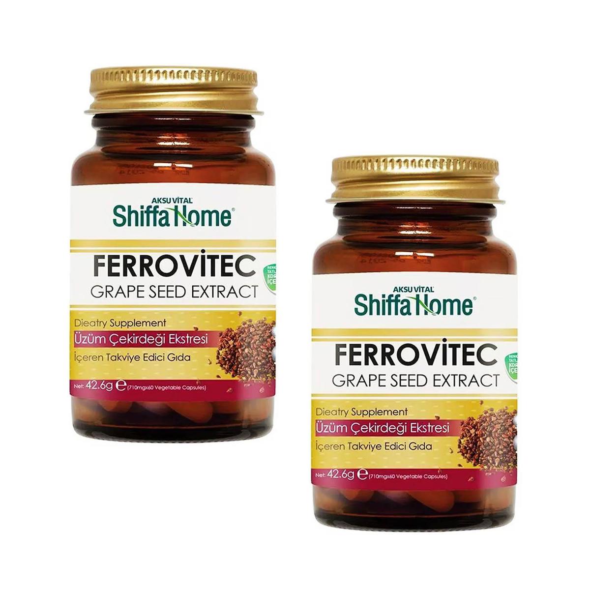 Shiffa Home Ferrovitec Aromasız Yetişkin Bitkisel Besin Desteği 2x60 Kapsül