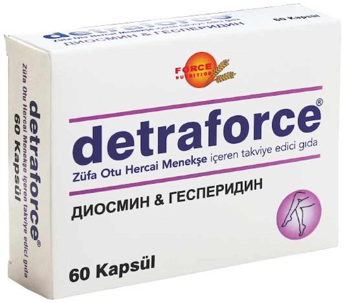 Force Nutrition Detraforce Aromasız Yetişkin Bitkisel Besin Desteği 60 Kapsül