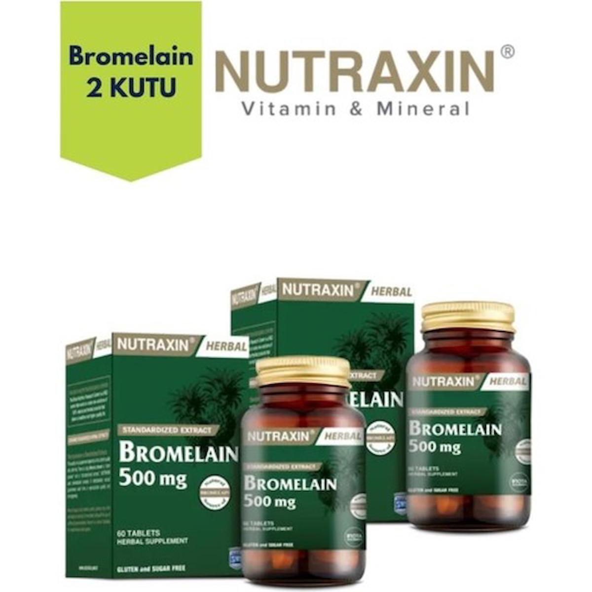 Nutraxin Bromelain Sade Yetişkin Bitkisel Besin Desteği 2x60 Tablet