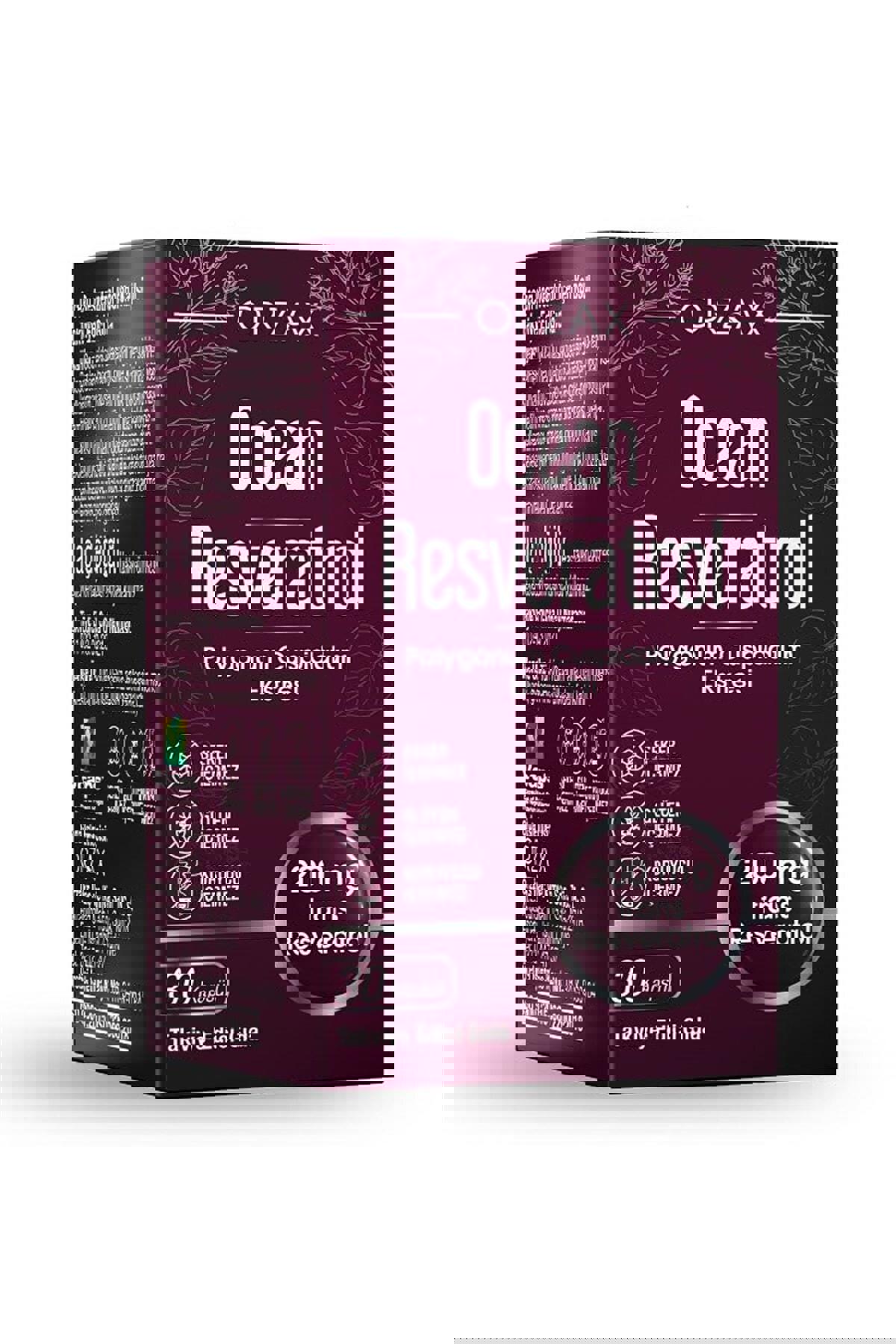 Ocean Resveratrol Aromasız Yetişkin Bitkisel Besin Desteği 30 Tablet