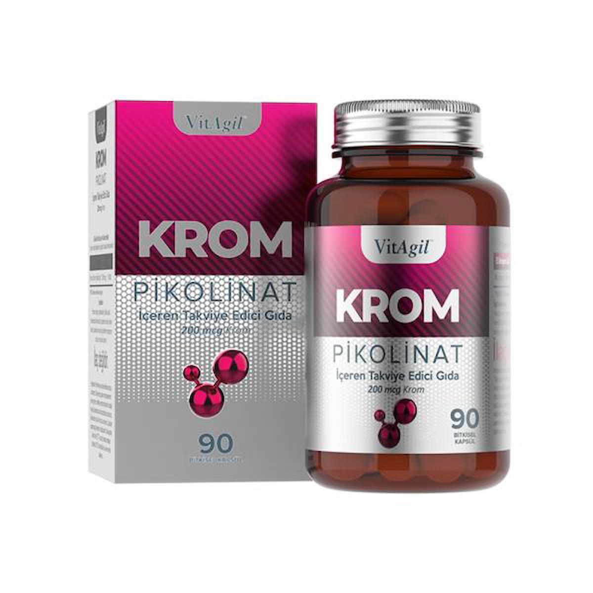 Vitagil Pikolinat Aromasız Yetişkin Bitkisel Besin Desteği 90 Kapsül