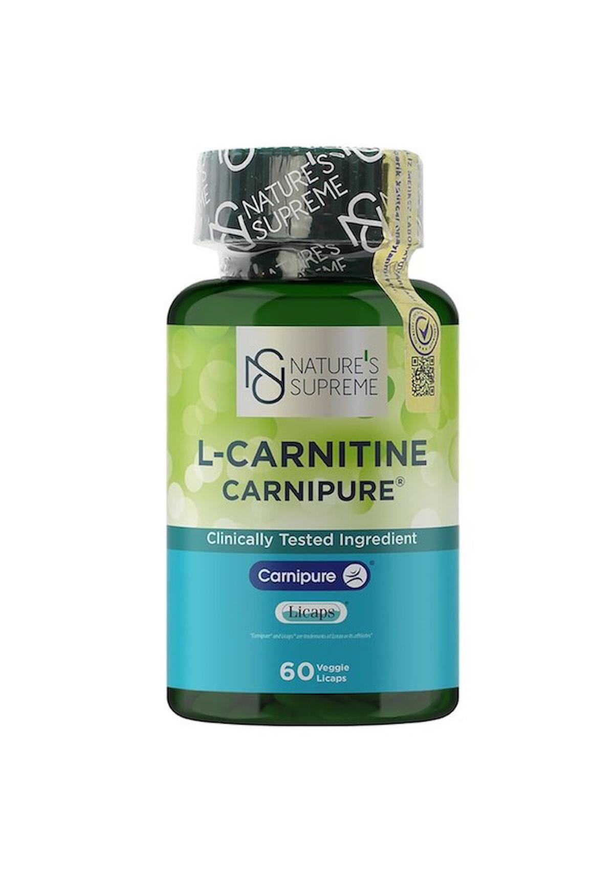 Nature'S Supreme L-Carnitine Aromasız Yetişkin Bitkisel Besin Desteği 60 Kapsül