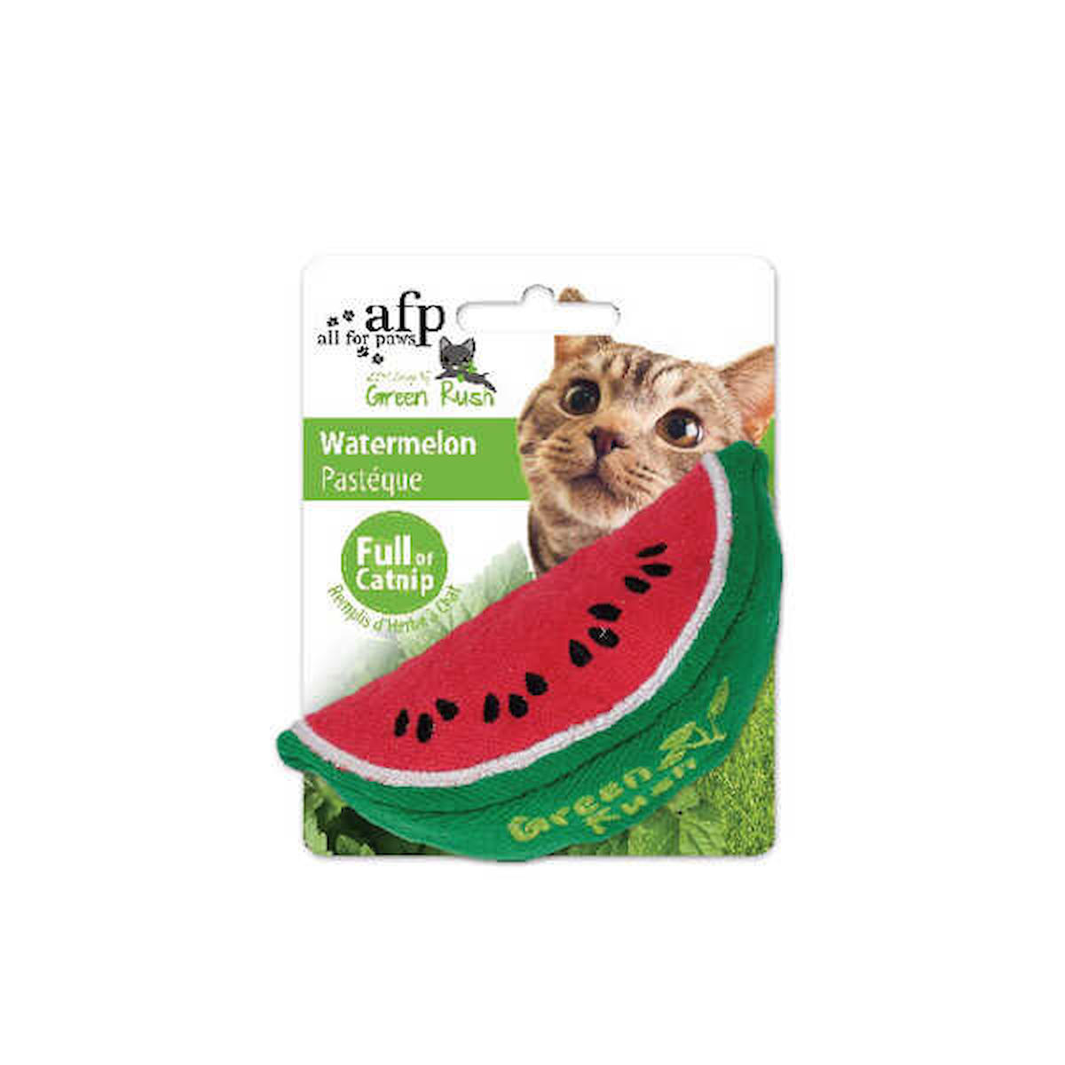 Afp Green Rush Kedi Otlu Peluş Isırma Yavru-Yetişkin Karpuz Kedi Oyuncağı