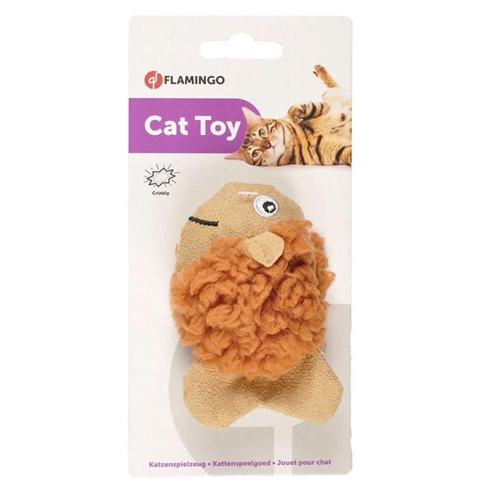 Flamingo Fiber Fish Hareketli Peluş Tüylü Isırma Yavru-Yetişkin Balık Kedi Oyuncağı