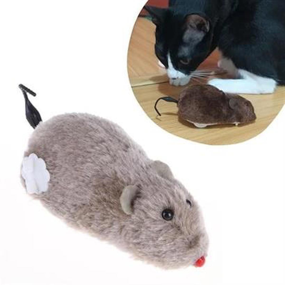 Buffer Hareketli Peluş Tüylü Yakalama Yavru-Yetişkin Fare Kedi Oyuncağı