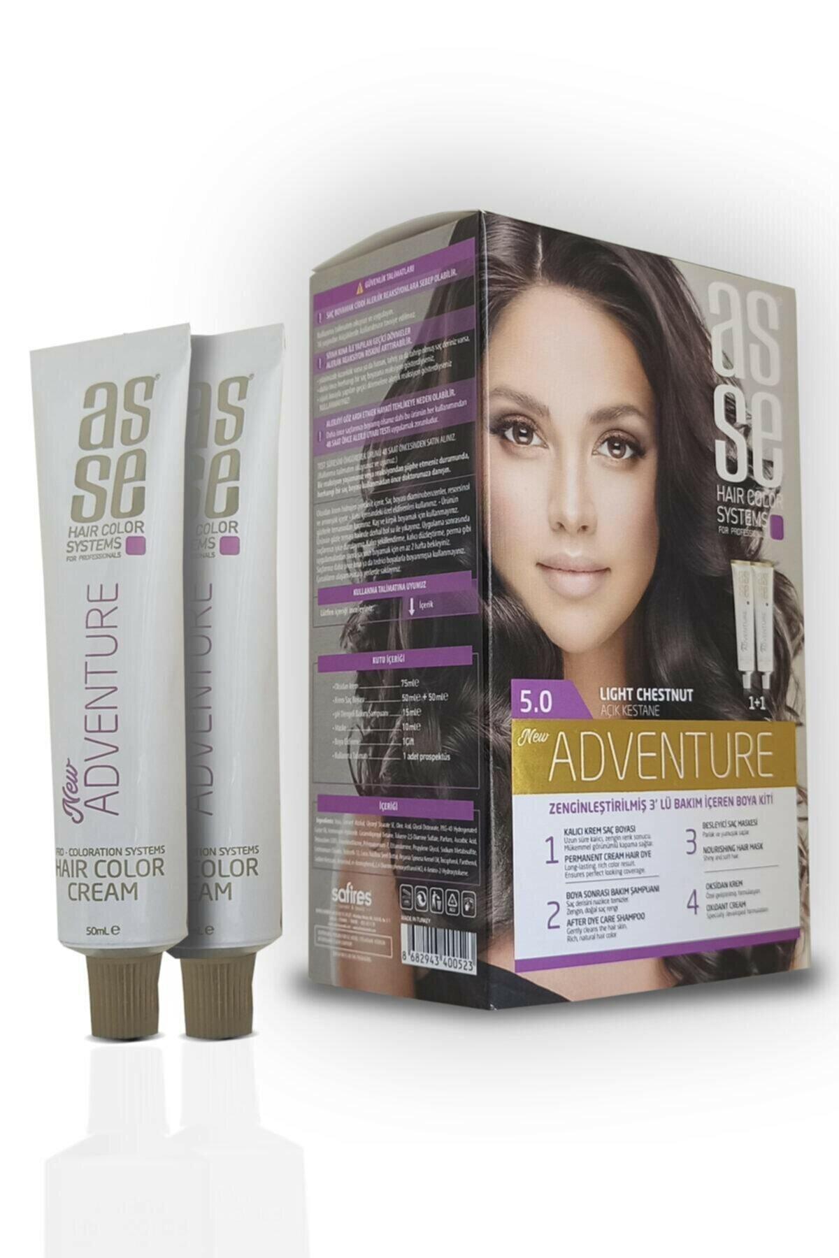 Asse 5.0 Açık Kestane Krem Saç Boyası 2x50 ml